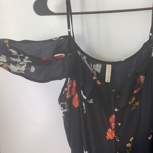 Long black floral dress